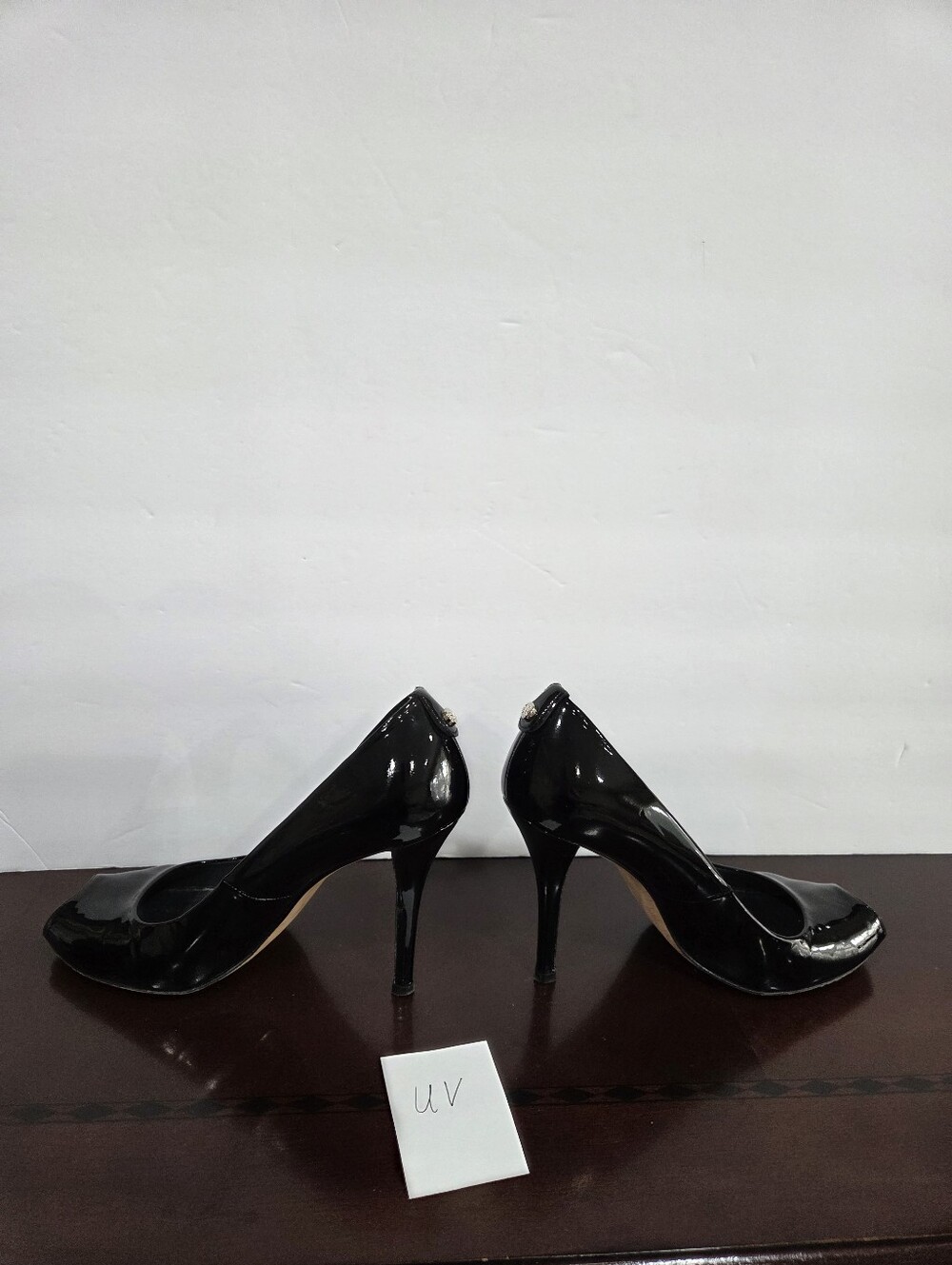 Stuart Weitzman Black Patent Peep-Toe Stiletto Heel sz.8.5 - Picture 7 of 7